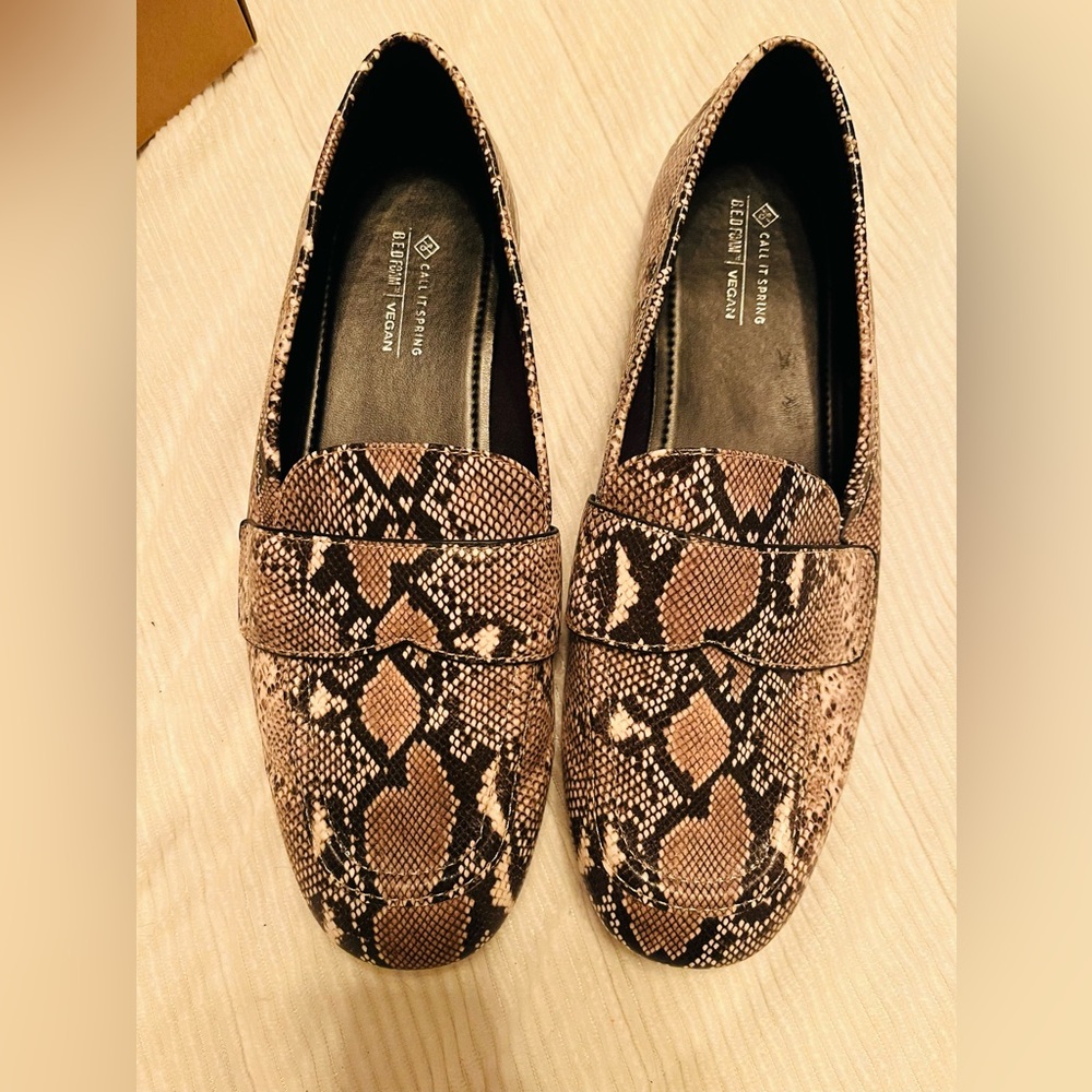 Call It Spring Brown Snake Print Loafers